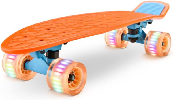 Standard Skateboard Mini  - 6''  Deck Complete Double Kick Skate Board w/ 3.25'' Aluminum Alloy Truck,  Wheels w/ Light - for Kids, Teens, Adults'