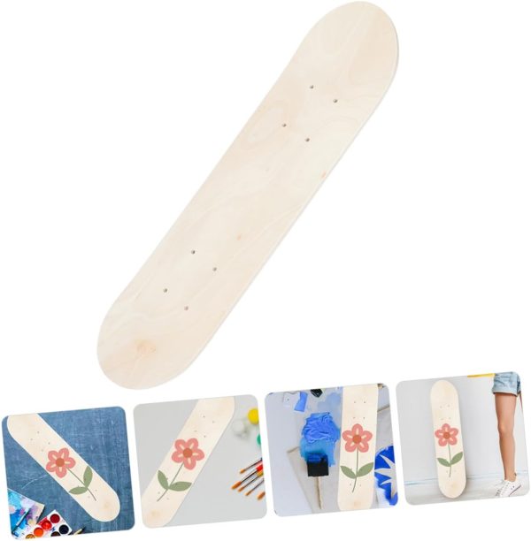 Beginner Kid Skateboard Hand-Painted Skateboard Painting Skateboard Unfinished Skateboard Decks Skateboard for DIY 7 Ply Skate Deck DIY Longboard Deck Wooden Graffiti Child