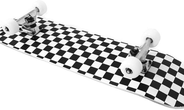 31x8 Inch Pro Skateboard Complete,7 Layer Canadian Maple Wood Double Kick Concave Skate Boards, Tricks for Youths,Beginners,Girls,Boys,Kids,Teens,Adults (Black, White)