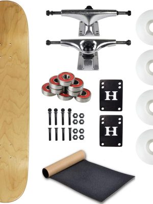 Blank Skateboard Complete 7.75" Natural with Silver Trucks and White Wheels