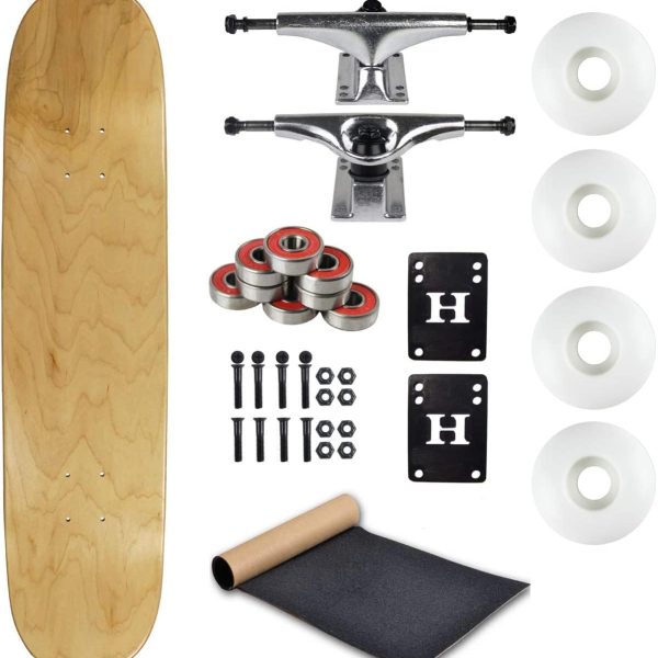 Blank Skateboard Complete 7.75" Natural with Silver Trucks and White Wheels