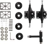 Skateboard Parts Full Set Wheel Set Bracket and Bridge for Skating Black Aluminum
