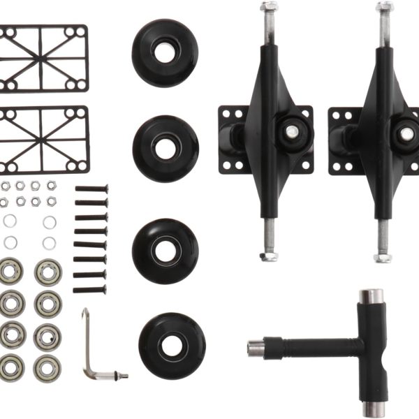 Skateboard Parts Full Set Wheel Set Bracket and Bridge for Skating Black Aluminum