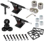Full Skateboard Bridge Kit Includes Bearings Wheels and Bracket for Skating Enthusiasts Black