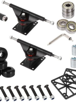 Full Skateboard Bridge Kit Includes Bearings Wheels and Bracket for Skating Enthusiasts Black