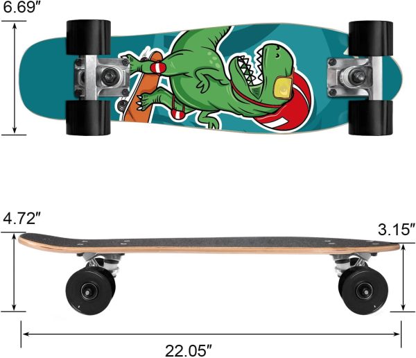 Skateboard Complete 22 Inch Mini  for Beginners Kids Boys and Girls