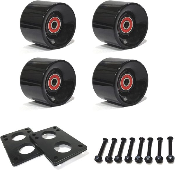 60mm Cruiser Wheels 80A Contains  Bearings and Spacers,Skateboard Riser Pads,Skateboard Hardware Screws Bolts,fit for Your Cruiser Skateboards,Penny Board