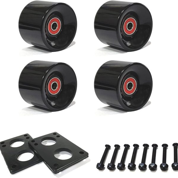 60mm Cruiser Wheels 80A Contains  Bearings and Spacers,Skateboard Riser Pads,Skateboard Hardware Screws Bolts,fit for Your Cruiser Skateboards,Penny Board
