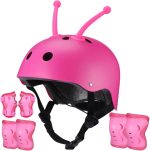 9 Pcs Kids Helmet Adjustable for Kids Ages 3-8 with Protective Sports Gear Set Knee and Elbow Pads Wrist Pads Protection Set for Girls Boys Toddler Christmas Birthday