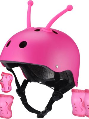 9 Pcs Kids Helmet Adjustable for Kids Ages 3-8 with Protective Sports Gear Set Knee and Elbow Pads Wrist Pads Protection Set for Girls Boys Toddler Christmas Birthday