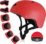 Kids Bike Helmet, Toddler Helmet for Kids Ages 3-5-8, Skateboard Helmet with Knee Elbow Wrist Pads for Boys Girls, Adjustable Protective Gear Set for Skating Bicycling Roller