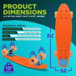 Standard Skateboard Mini  - 6''  Deck Complete Double Kick Skate Board w/ 3.25'' Aluminum Alloy Truck,  Wheels w/ Light - for Kids, Teens, Adults'