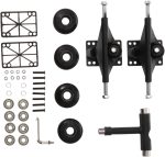 Skateboard Accessory Set Complete Bridge Kit Wheels Aluminum Bracket and Bearings Black