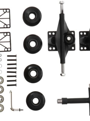 Skateboard Accessory Set Complete Bridge Kit Wheels Aluminum Bracket and Bearings Black