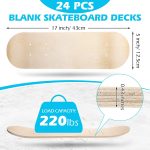Blank Skateboard Wooden Decks Bulk Beginner Kid Mini Maple Skateboard 17 x 5 Inch 7 Ply Double Tail Skate Light Decks for Painting Replacement Decoration