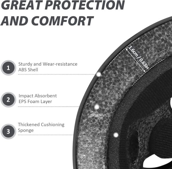 Skateboard Helmet Kids, Adjustable Skating Helmet,Breathable  Hard Shell Scooter Helmet for Multi-Sport Skateboarding Roller Skate Boys Girls Ages 5-14 Children and Teens