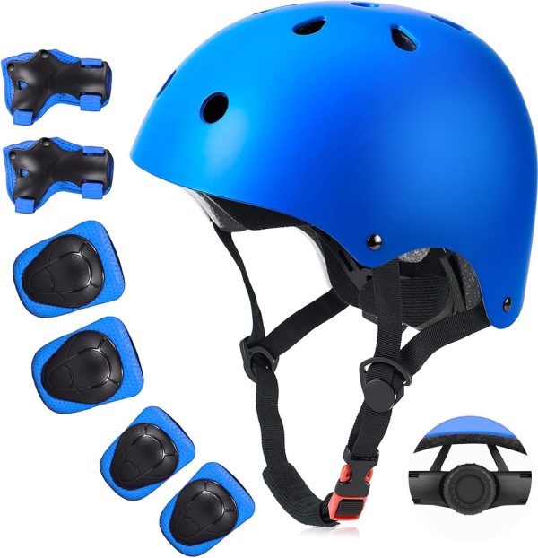 Kids Bike Helmet Set,  Certified with Knee Pads Elbow Pads Wrist Guards,Adjustable Helmet for Ages 3-5-8-15 Toddler Kids&Youth,Bicycle Skateboarding…