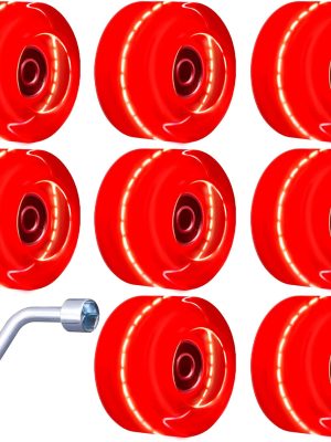 8 Pack Roller Skate Wheels with Bearings Installed Quad Light Up Wheels for Double Row Skating and Skateboard 82A