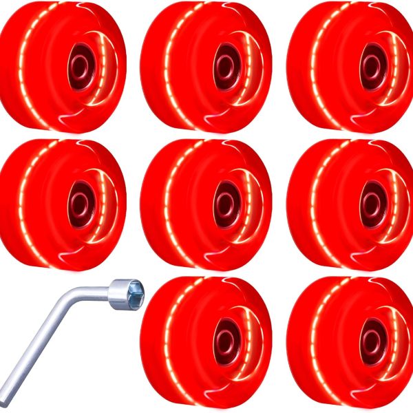 8 Pack Roller Skate Wheels with Bearings Installed Quad Light Up Wheels for Double Row Skating and Skateboard 82A