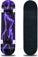 Skateboard,31 x 8 Inch Complete Skateboard, 8-Layer Maple Wood Deck Double Kick Standard for Kids, Teens, Adult, Beginner