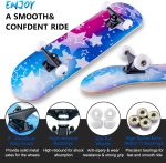 Skateboard,31 x 8 Inch Complete Skateboard, 8-Layer Maple Wood Deck Double Kick Standard for Kids, Teens, Adult, Beginner