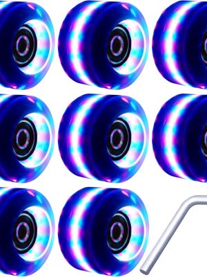 8 Pack Roller Skate Wheels with Bearings Installed Quad Light Up Wheels for Double Row Skating and Skateboard 82A