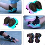 Color Gradient Adjustable Kids' Helmet with Knee & Elbow Pads Set | Multi-Sport Safety Gear for Boys & Girls Ages 5-14 | Skateboarding, Scooters, Roller & Inline Skating, Longboarding