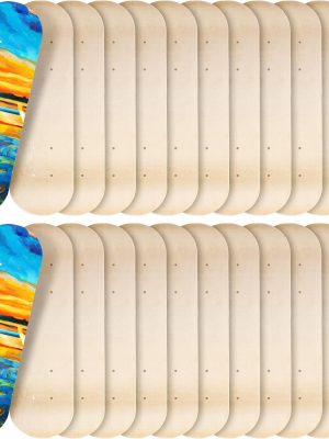 Blank Skateboard Wooden Decks Bulk Beginner Kid Mini Maple Skateboard 17 x 5 Inch 7 Ply Double Tail Skate Light Decks for Painting Replacement Decoration