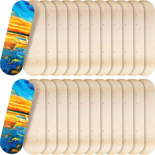 Blank Skateboard Wooden Decks Bulk Beginner Kid Mini Maple Skateboard 17 x 5 Inch 7 Ply Double Tail Skate Light Decks for Painting Replacement Decoration