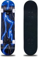 Skateboard,31 x 8 Inch Complete Skateboard, 8-Layer Maple Wood Deck Double Kick Standard for Kids, Teens, Adult, Beginner