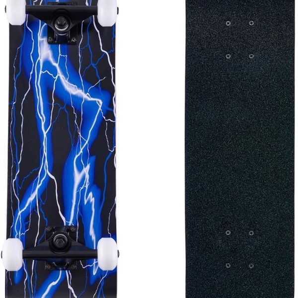 Skateboard,31 x 8 Inch Complete Skateboard, 8-Layer Maple Wood Deck Double Kick Standard for Kids, Teens, Adult, Beginner