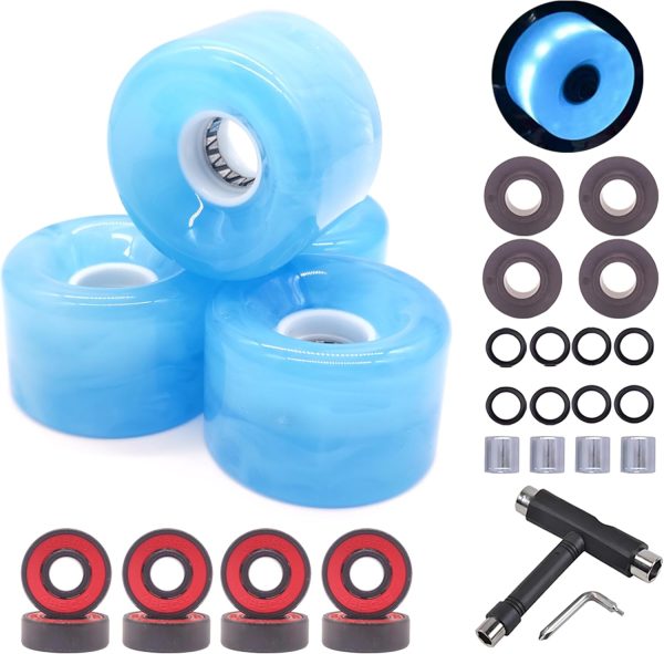 Skateboard Wheels Cruiser Skateboard Wheels 65mm 78A with Skateboard Kit, Bearings and Spacers