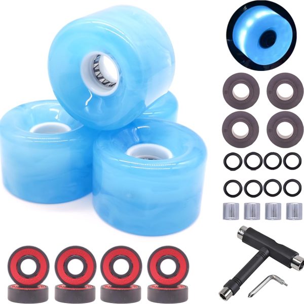 Skateboard Wheels Cruiser Skateboard Wheels 65mm 78A with Skateboard Kit, Bearings and Spacers