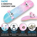 Skateboard,31 x 8 Inch Complete Skateboard, 8-Layer Maple Wood Deck Double Kick Standard for Kids, Teens, Adult, Beginner