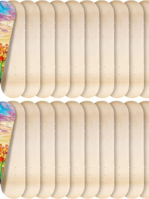 Blank Skateboard Decks Bulk 7.9 x 31 Inch Natural 7 Layer Wooden Double Tail Plain Skate Decks for Replacement Art Painting Home Decor