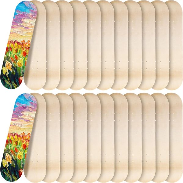 Blank Skateboard Decks Bulk 7.9 x 31 Inch Natural 7 Layer Wooden Double Tail Plain Skate Decks for Replacement Art Painting Home Decor