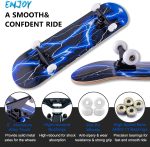 Skateboard,31 x 8 Inch Complete Skateboard, 8-Layer Maple Wood Deck Double Kick Standard for Kids, Teens, Adult, Beginner