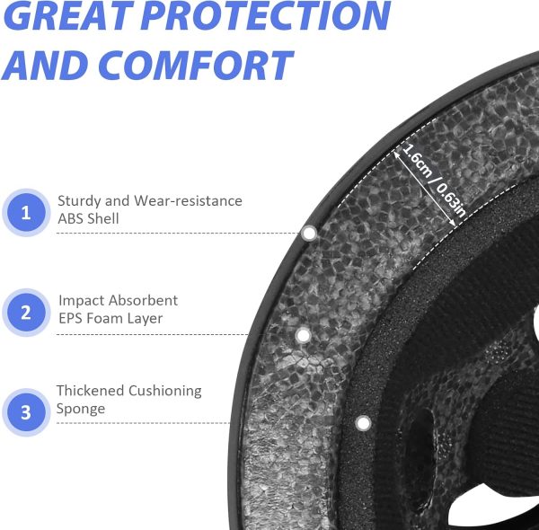 Skateboard Helmet Kids, Adjustable Skating Helmet,Breathable  Hard Shell Scooter Helmet for Multi-Sport Skateboarding Roller Skate  Boys Girls Ages 5-14 Children and Teens