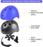 Kids Bike Helmet Set,  Certified with Knee Pads Elbow Pads Wrist Guards,Adjustable Helmet for Ages 3-5-8-15 Toddler Kids&Youth,Bicycle Skateboarding…