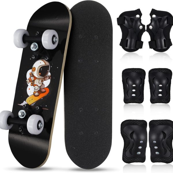 7 Pcs Skateboard for Toddlers Beginners Knee Elbow Pads Wrist Guards Gear Set