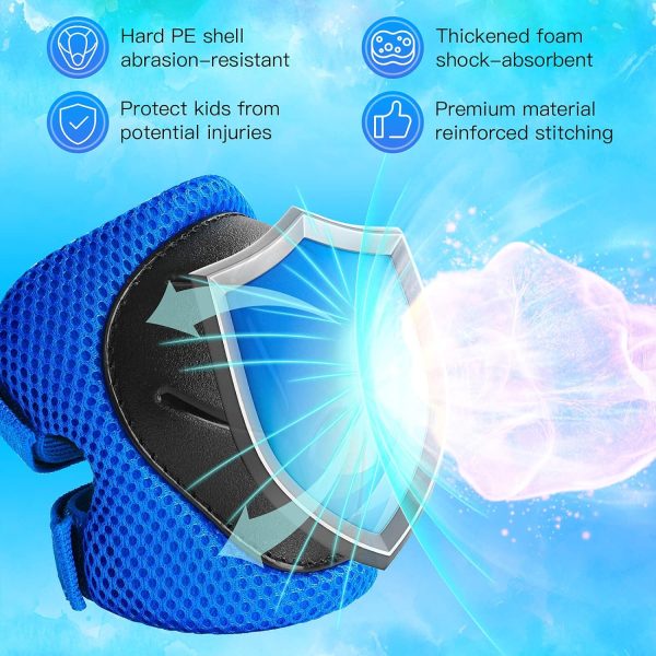 Kids Protective Gear Set Knee Pads for Kids 3-14 Years Toddler Knee and Elbow Pads with Wrist Guards 3 in 1 for Skating Cycling Bike Rollerblading Scooter