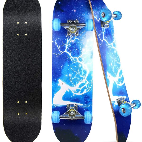 Standard for Beginners Kids Boys Girls Teenager- 31''x 8''Canadian Maple  Pro Skate Board,