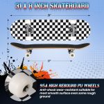 Pro Complete for Beginners Girls Boys Kids Youths Teens Adults 31"x8" Skate Boards 7 Layers Canadian Maple Double Kick Deck Concave Longboard